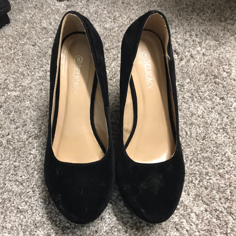 Black suede wedges